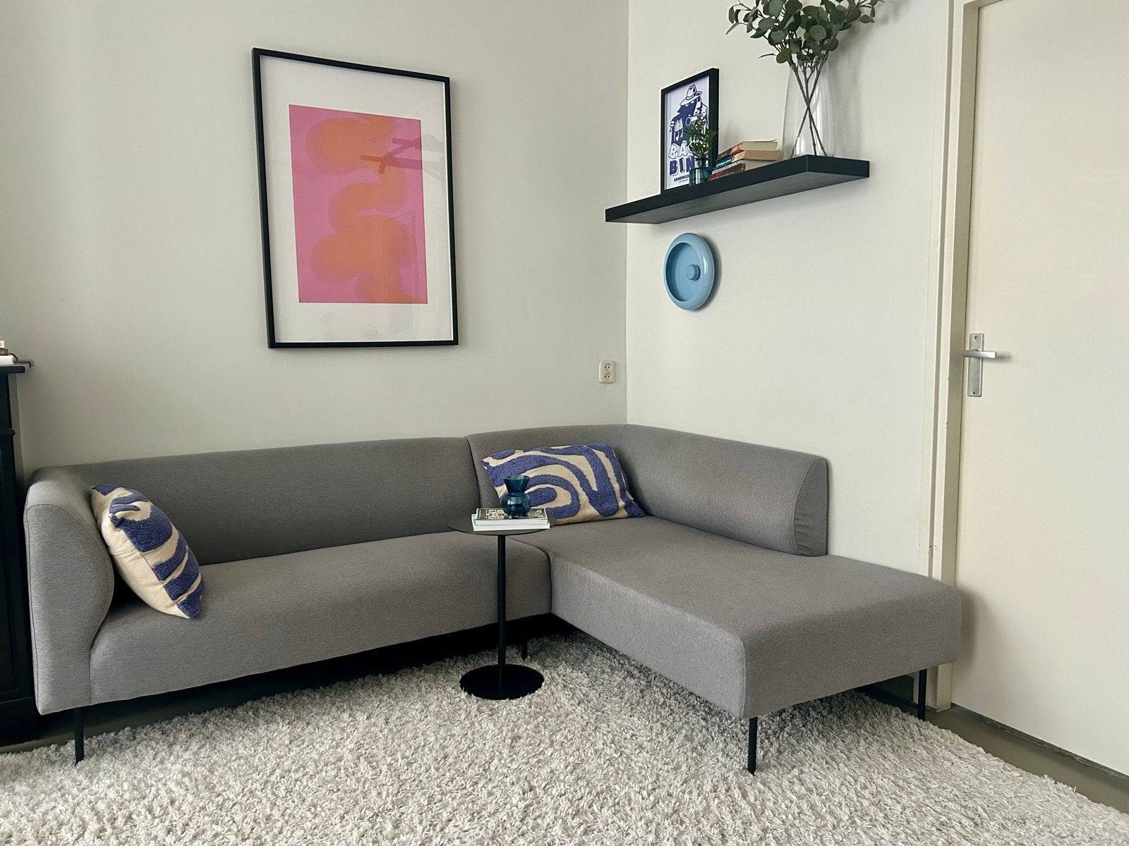 Grijze hoekbank met chaise longue Jysk, Ophalen, Hoekbank, Driepersoons, Zo goed als nieuw