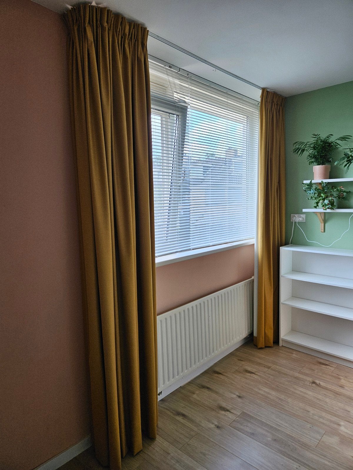 Gordijnen okergeel 100% verduisterend, luxe stof, Ophalen, Overige merken, 250 cm, Verduisterend