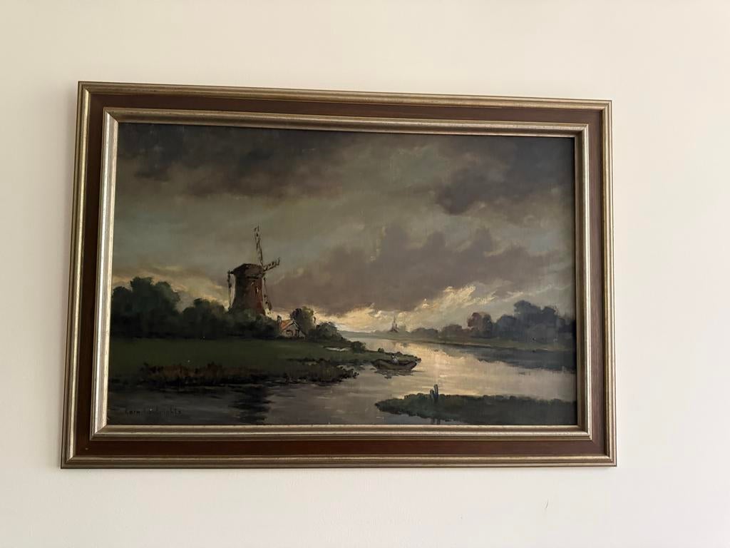 Schilderij van Corn. Lambrichts - Hollands Landschap, Antiek en Kunst, Ophalen