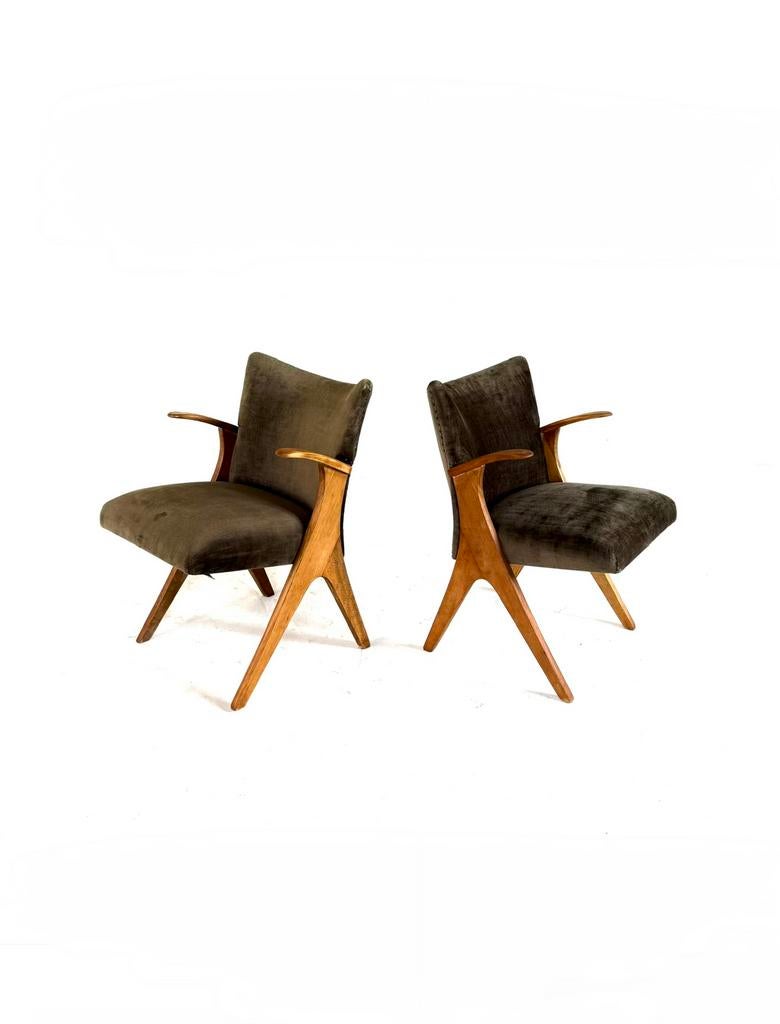 2x vintage Penguin fauteuils, Carl Sasse, Casala ‘60, Vintage retro buisframe design rotan webbing papercord deens, 75 tot 100 cm