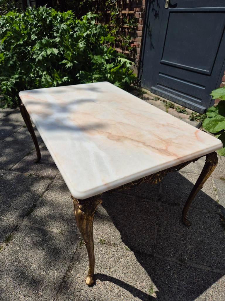 Vintage Salontafel met marmeren blad, Ophalen, Gebruikt, 50 tot 100 cm, Overige materialen
