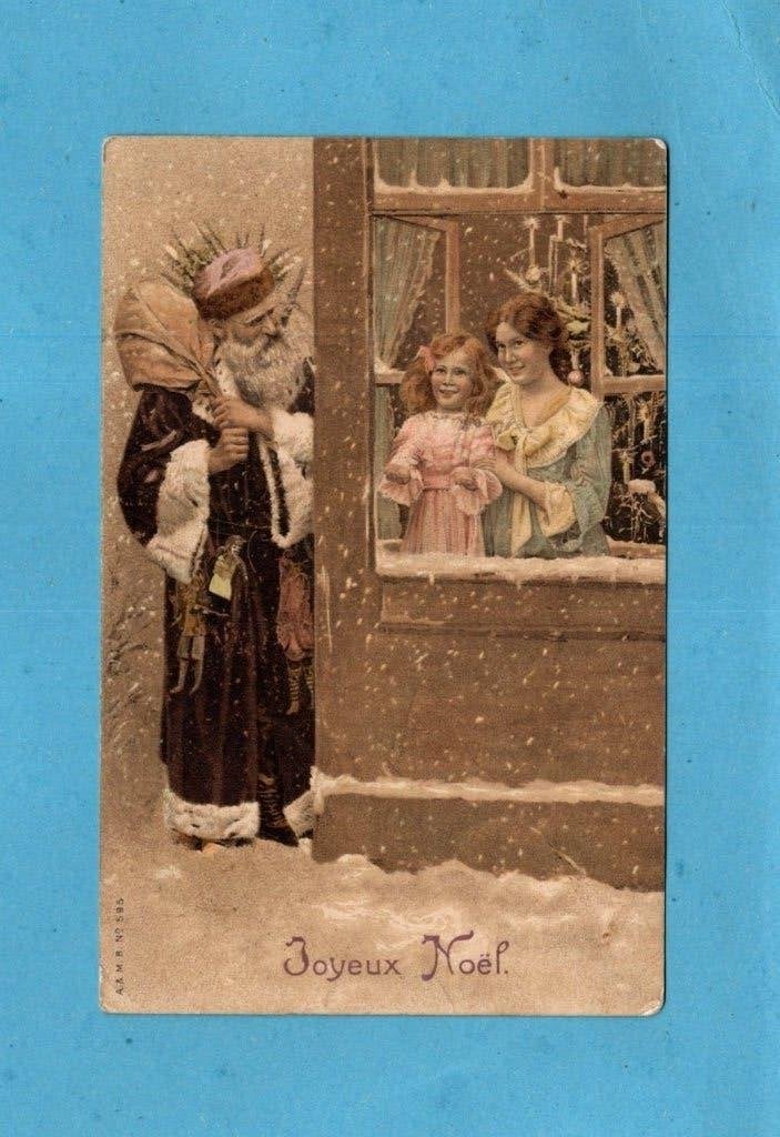 Mooie oude kerstkaart M152 - Santa met kinderen - 1912, Verzenden, Voor 1920, Gelopen, Kinderen
