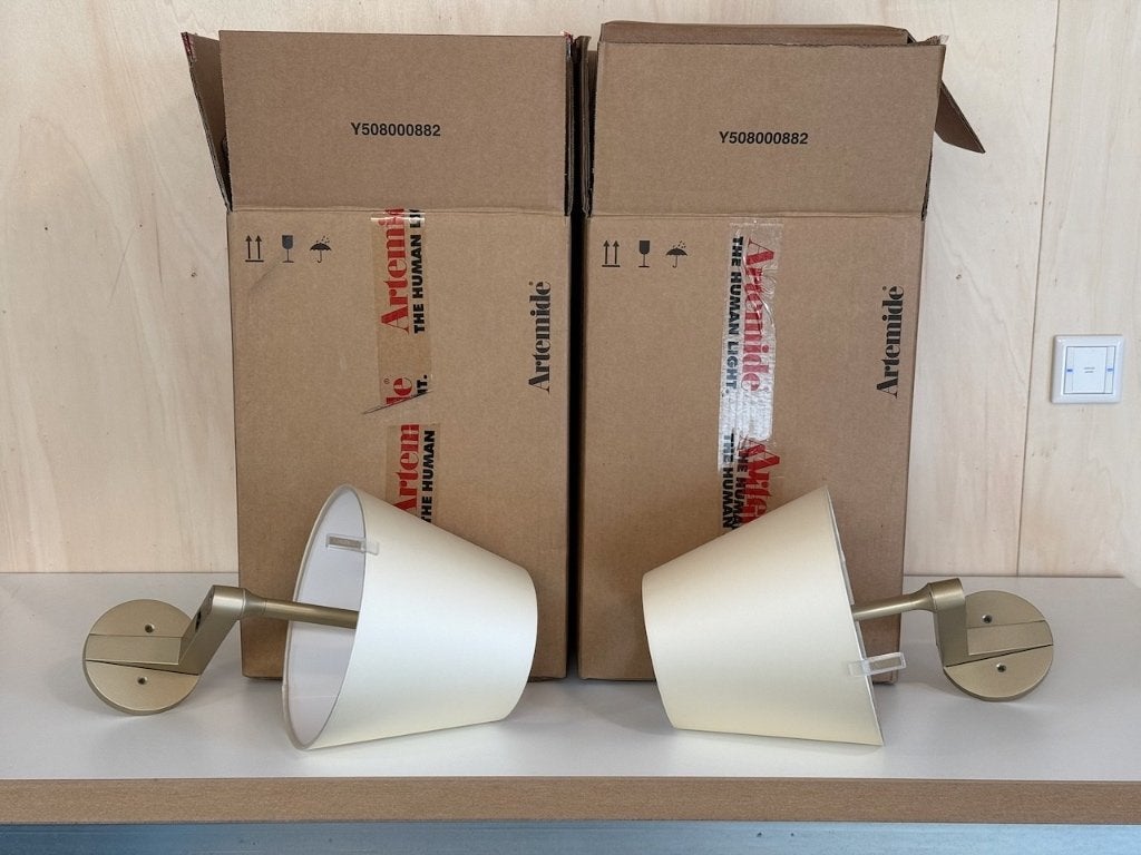 Artemide Melampo Wall (2x), Huis en Inrichting, Lampen | Wandlampen, Ophalen, Zo goed als nieuw, Stof, Design