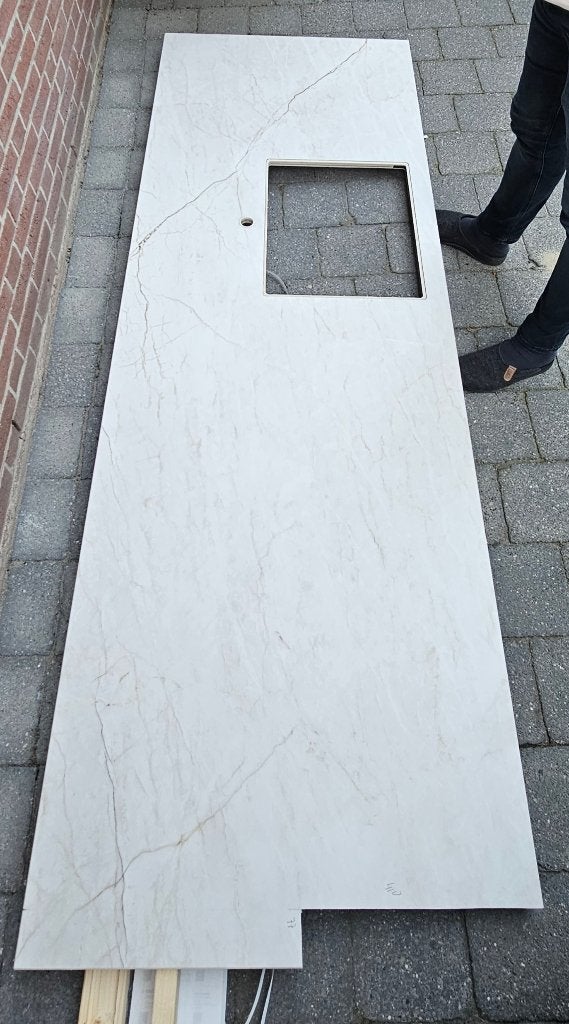 Nieuw keramieken aanrechtblad, Huis en Inrichting, Ophalen, 75 cm of meer, Beige, Nieuw