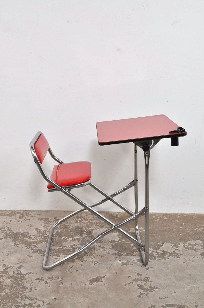 Vintage schoolbureau Italiaans bureau inklapbaar jaren 70, Ophalen of Verzenden, Gebruikt