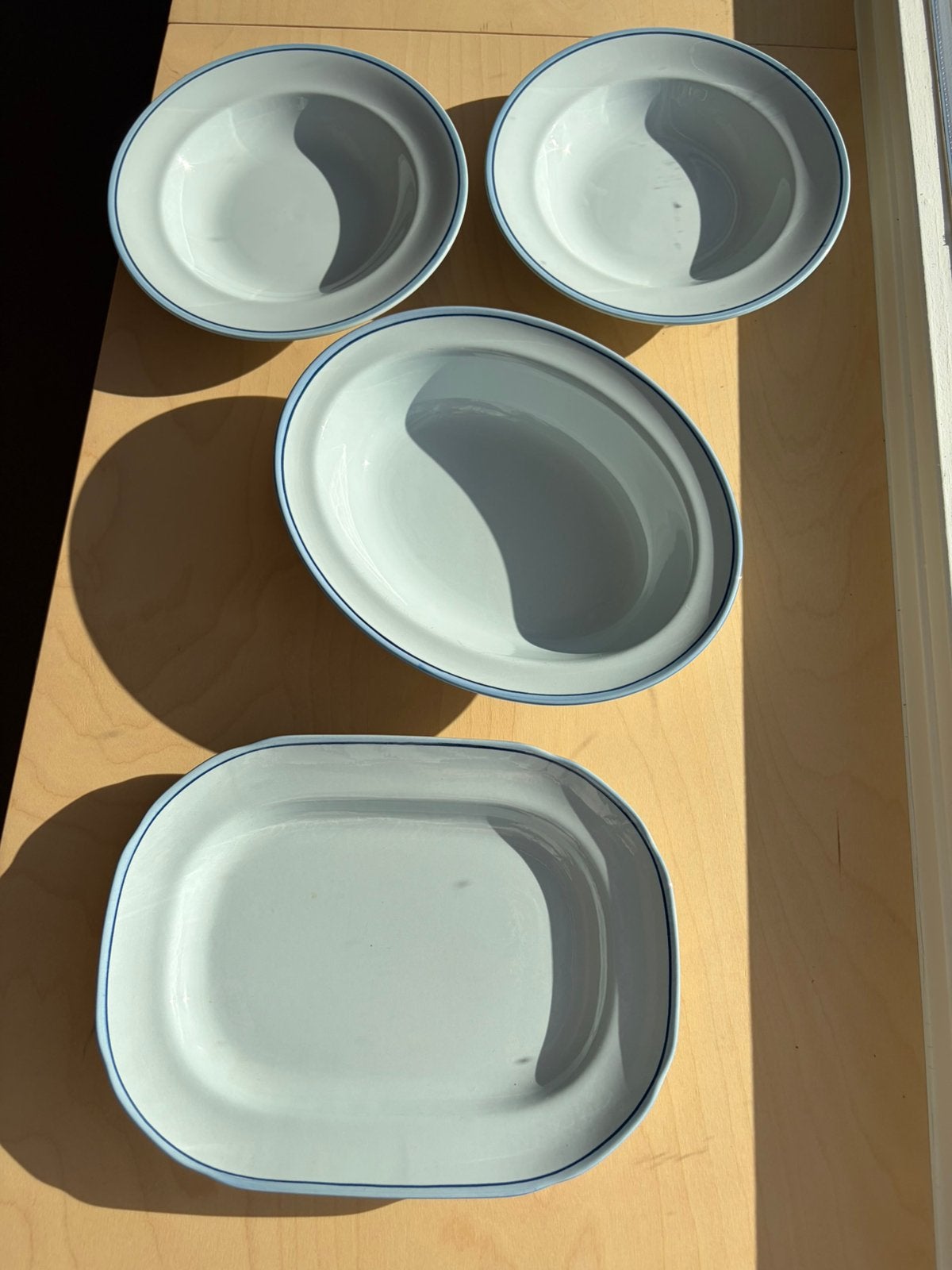 Vintage Rörstrand "Silja" servies – 4-delige set, Vintage, Ophalen of Verzenden, Porselein, Schaal of Schalen