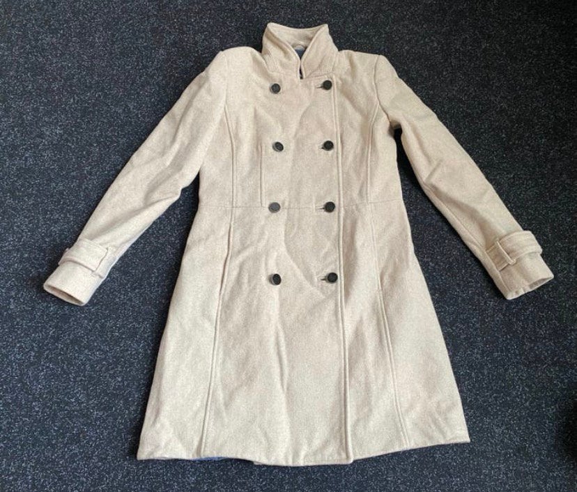 winterjas dames. Maat s / mango, Kleding | Dames, Verzenden, Zo goed als nieuw, Maat 36 (S), Beige