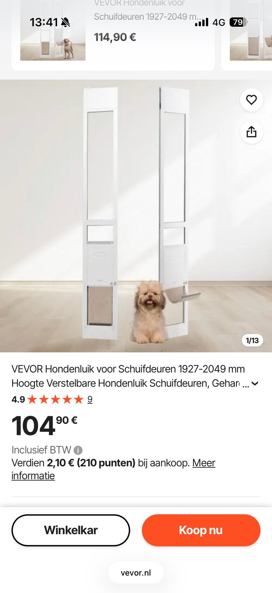 Honden/kattenluik voor in de schuifpui, Dieren en Toebehoren, Ophalen, Nieuw
