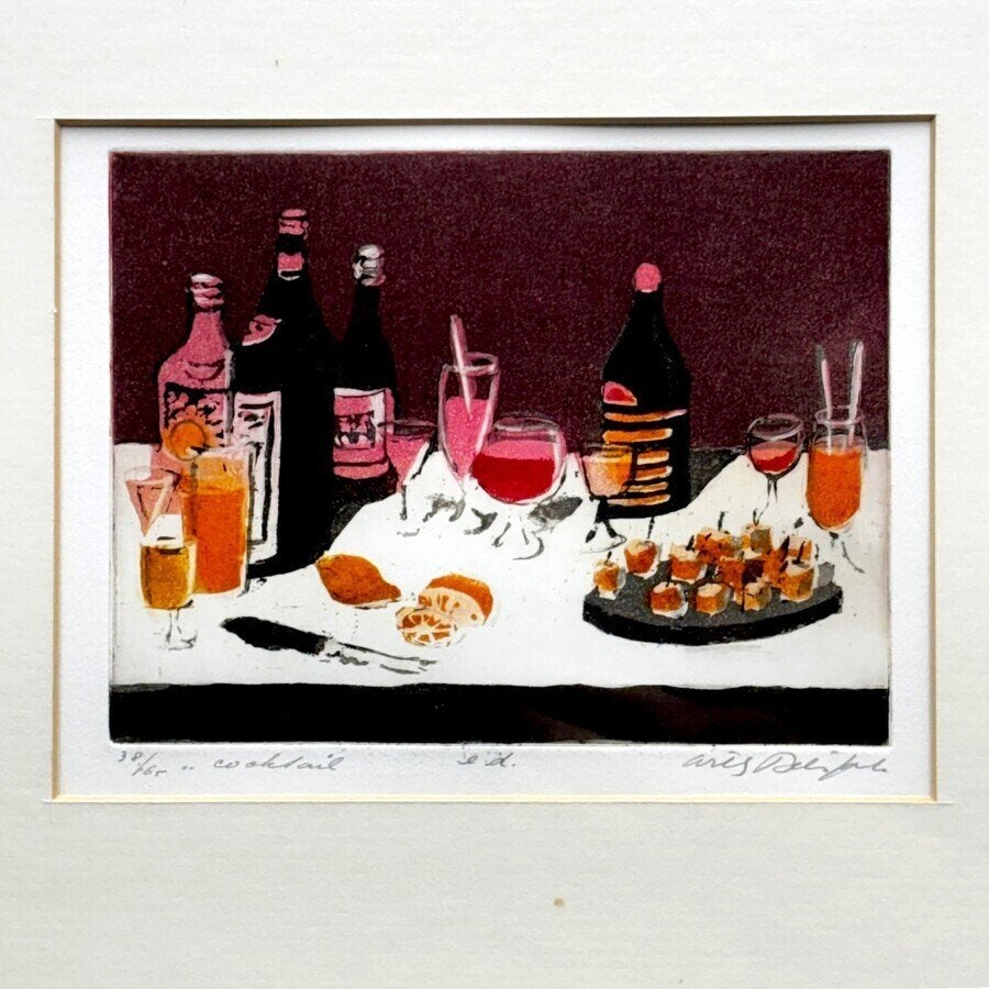 Willy Belinfante (1922-2014) - 'Cocktail' en 'party', Antiek en Kunst, Ophalen of Verzenden, Dagelijks leven, Ets, Gesigneerd