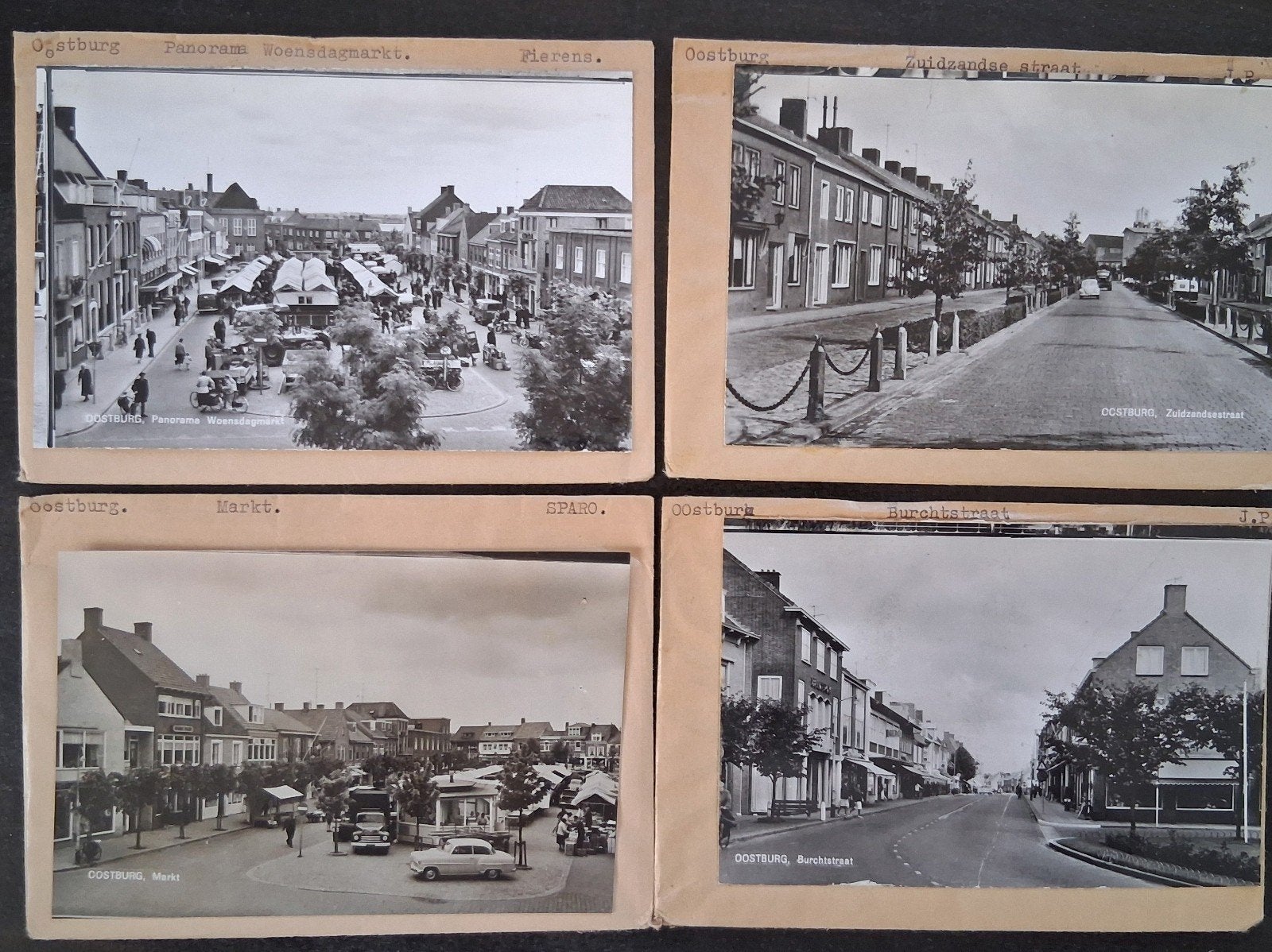Oostburg, 4 x glasplaat JosPe, oldtimer, Ophalen of Verzenden, 1960 tot 1980, Ongelopen, Zeeland