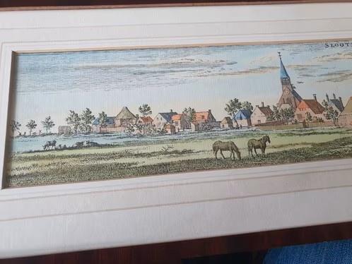kopergravure, handgekleurd. “ SLOOTEN.” 1691 CASP COMMELIN, Antiek en Kunst, Kunst | Etsen en Gravures, Ophalen