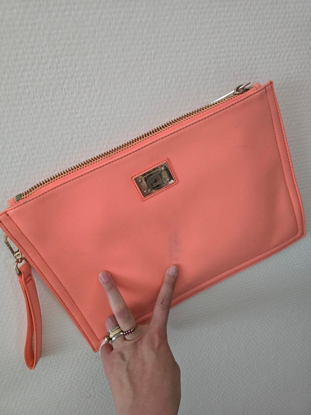 JOSH V Koraalroze/Zalmkleurige Clutch of Beauty Pouch, Verzenden, Avondtasje