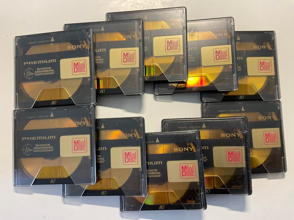 Minidisc’s. SONY PREMIUM GOLD  10x als nieuw. 80 minuten, Ophalen of Verzenden