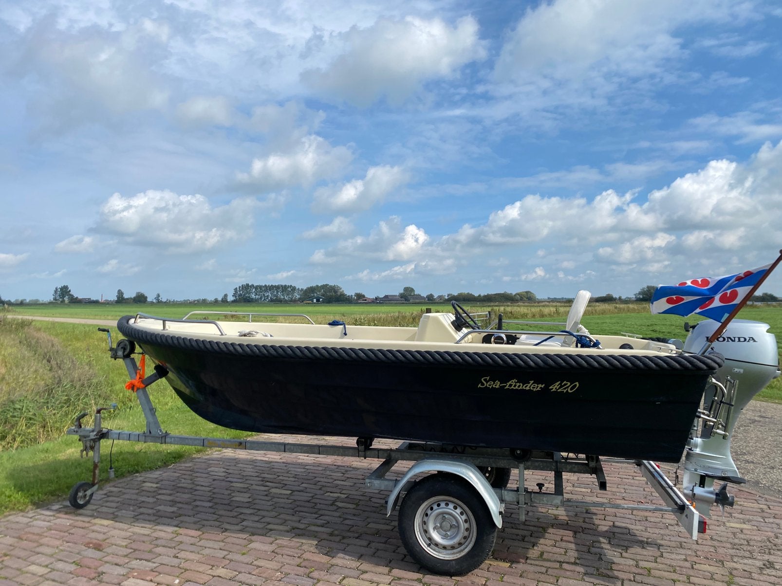 Consoleboot seafinder 420 15pk honda 4takt 2015, Watersport en Boten, Gebruikt, 42 m, 15 pk, Viertaktmotor