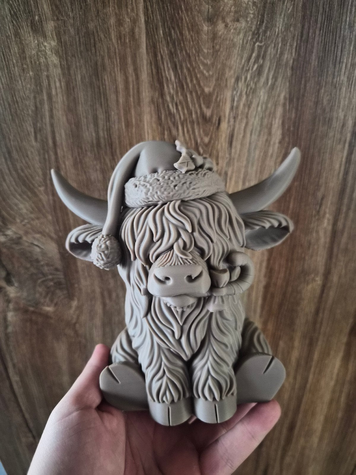 3D geprinte Schotse Hooglander met kerstmuts, Verzamelen, Ophalen of Verzenden, Nieuw