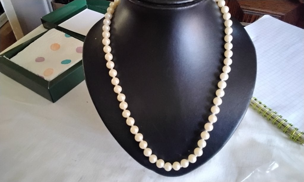 Bloedmooie Parels Ketting Lang Vintage Parel Luxe SLOT, Ophalen of Verzenden, Zo goed als nieuw, Wit, Overige materialen