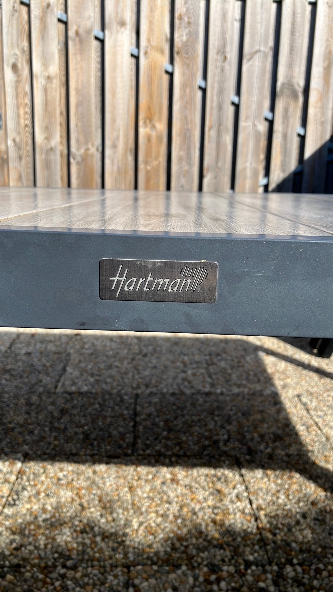 Hartman tuintafel,met stenen blad., Tuin en Terras, Tuintafels, Ophalen of Verzenden, Gebruikt, Rechthoekig, Aluminium