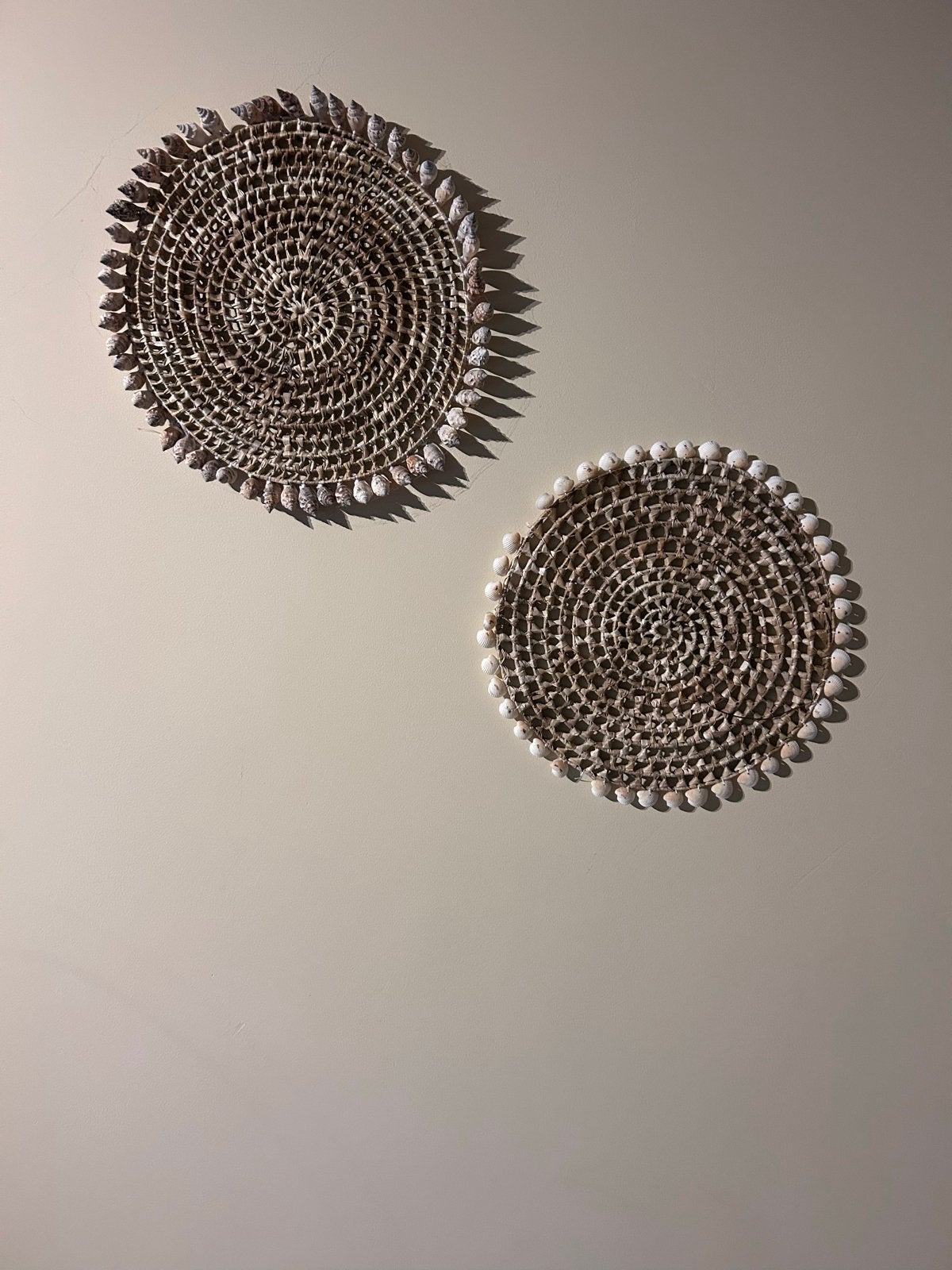 Oosterse wanddecoratie met schelpen - Set van 2, Beige, Oosters, Wandhanger, Ophalen of Verzenden