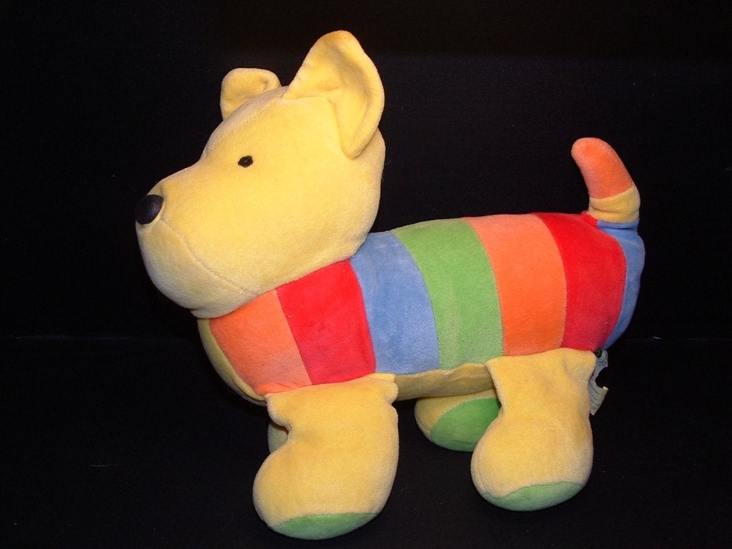 HAPPY HORSE HOND VELOURS GEEL MET BONT GEKLEURD, Kinderen en Baby's, Verzenden, Nieuw, Overige typen