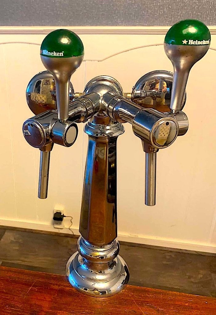 dubbelen Heineken tapkraan tapzuil verlichting en adapter, Ophalen of Verzenden, Gebruikt