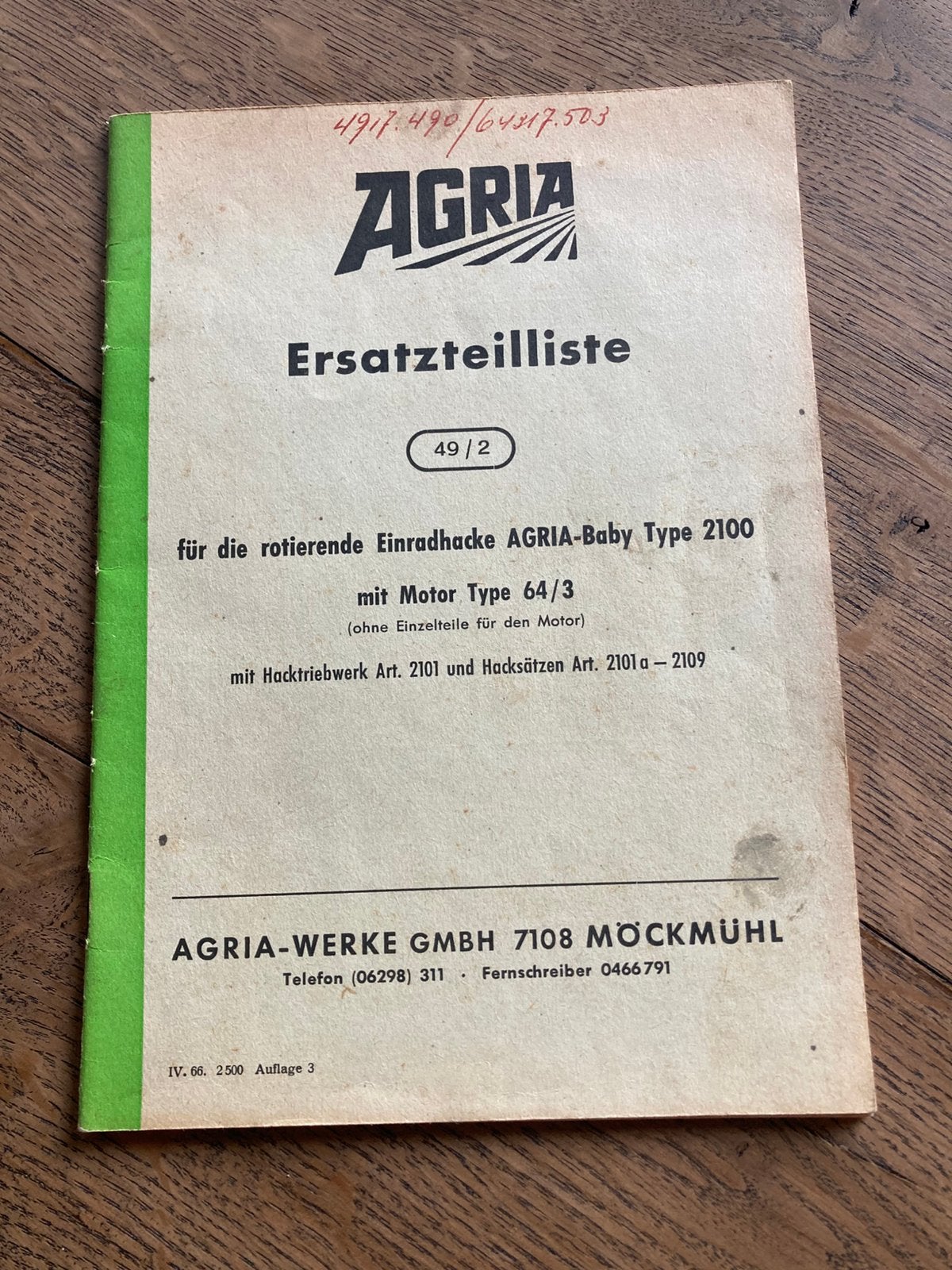 Onderdelen boek agria 2100 nsu64, Ophalen of Verzenden