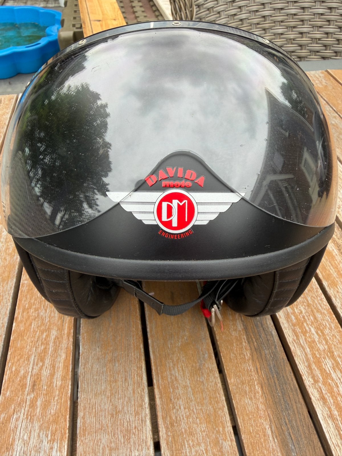 Originele Davida moto helm met bril, Fietsen en Brommers, Brommerhelmen, Gebruikt, Extra large of groter, Ophalen
