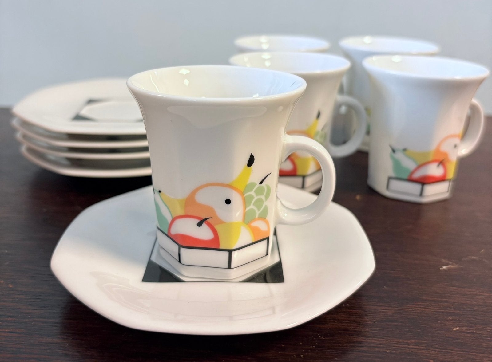 Vintage Winterling Espressokopjes (5x) – 80s Memphis Style, Ophalen of Verzenden, Zo goed als nieuw, Overige stijlen, Kop(pen) en/of Schotel(s)