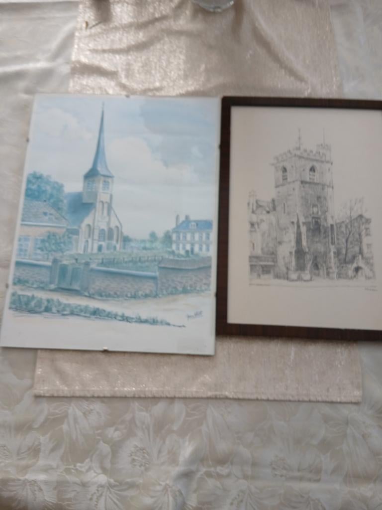 Twee gesignierte tekeningen, Ophalen of Verzenden