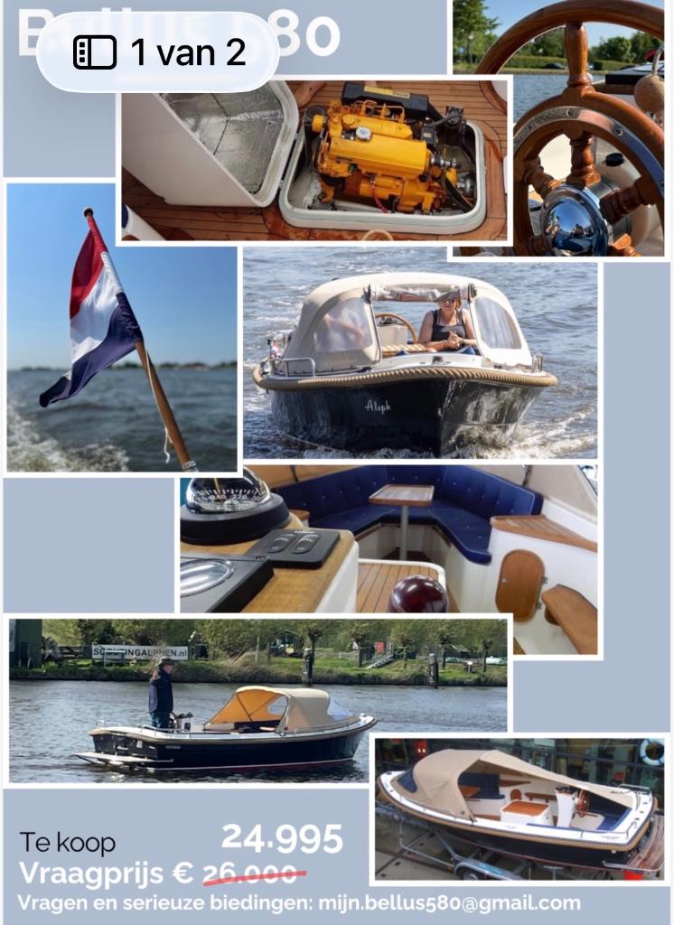 Zeer complete Bellus sloep, in zeer goede staat., Rondzit, Binnenboordmotor, Diesel, 55 cm