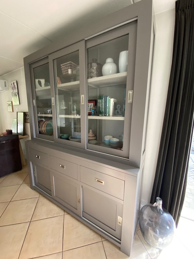 Grijze buffet/ wand kast, Ophalen, 200 cm of meer, 150 tot 200 cm, Met lade(s)