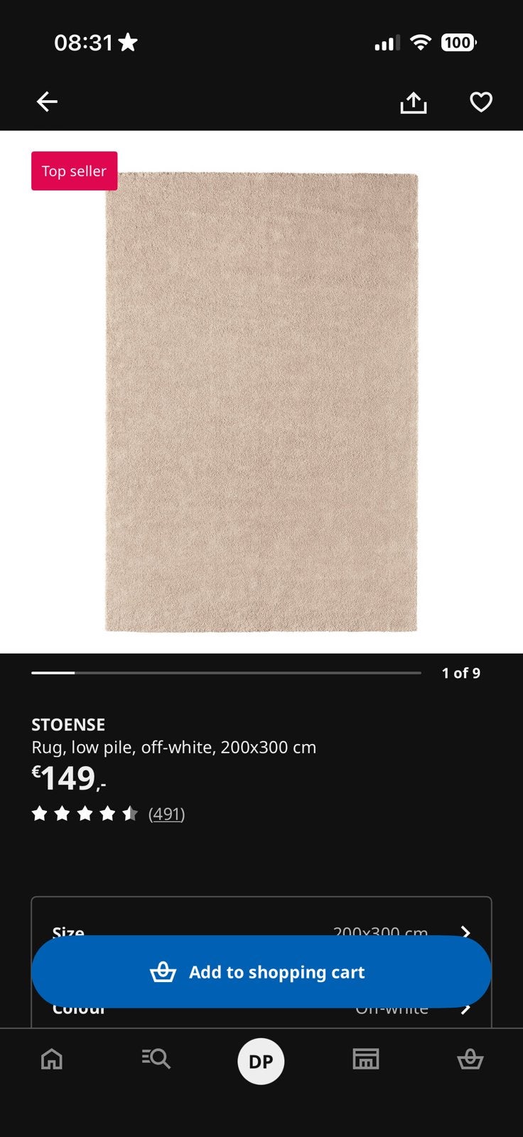 Ikea wit tapijt laagpollig - 200 x 300, Huis en Inrichting, Stoffering | Vloerbedekking, Ophalen, Nieuw, Minder dan 10 m², Tapijt