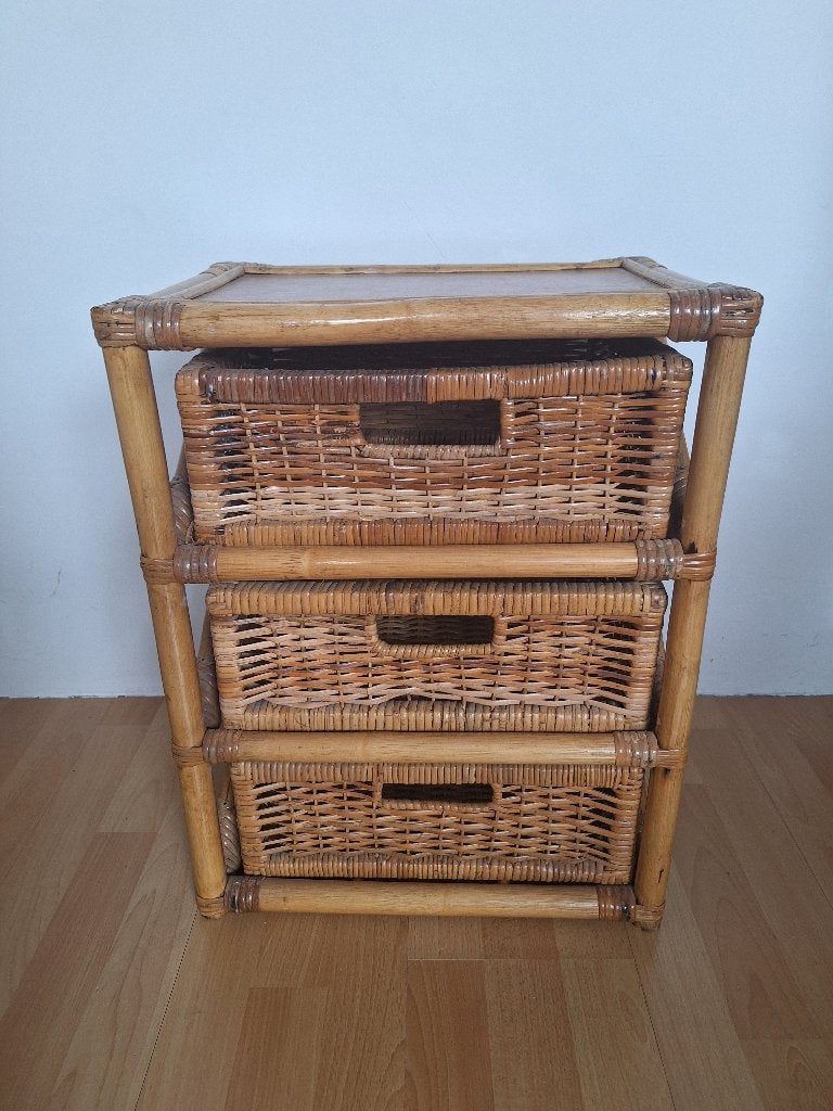 Rieten ladenkastje 3 lades, Huis en Inrichting, Kasten | Ladekasten, Ophalen, Gebruikt, 50 tot 100 cm, 3 of 4 laden