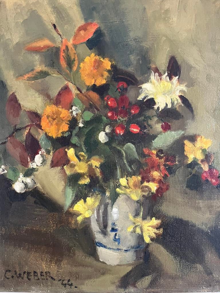 Stilleven schilderij olieverf op doek Mooie lijst, Ophalen of Verzenden