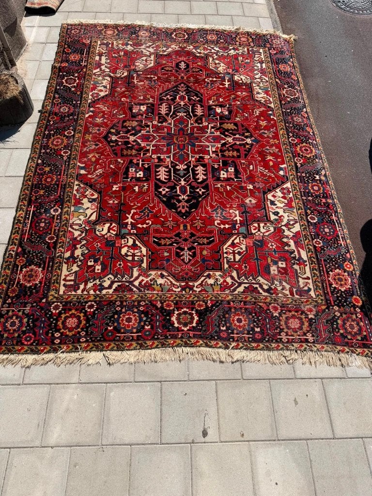 Prachtig Heriz tapijt–350x242cm–tijdloze Perzische elegantie