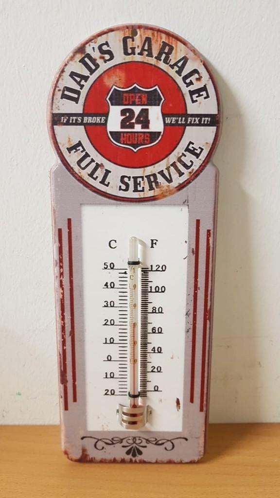 Dad's garage full service thermometer van metaal wanddeco