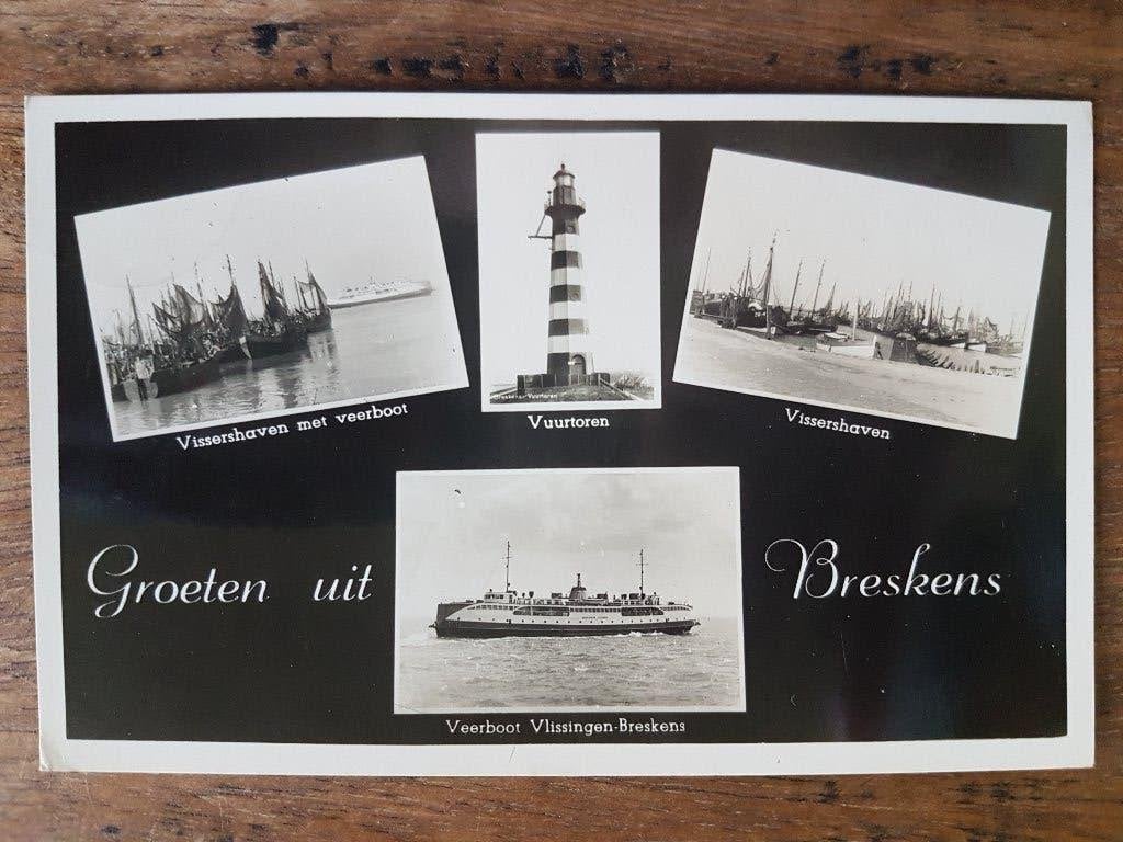 Ansichtkaart Groeten uit Breskens Vuurtoren, Verzenden, 1940 tot 1960, Gelopen, Zeeland