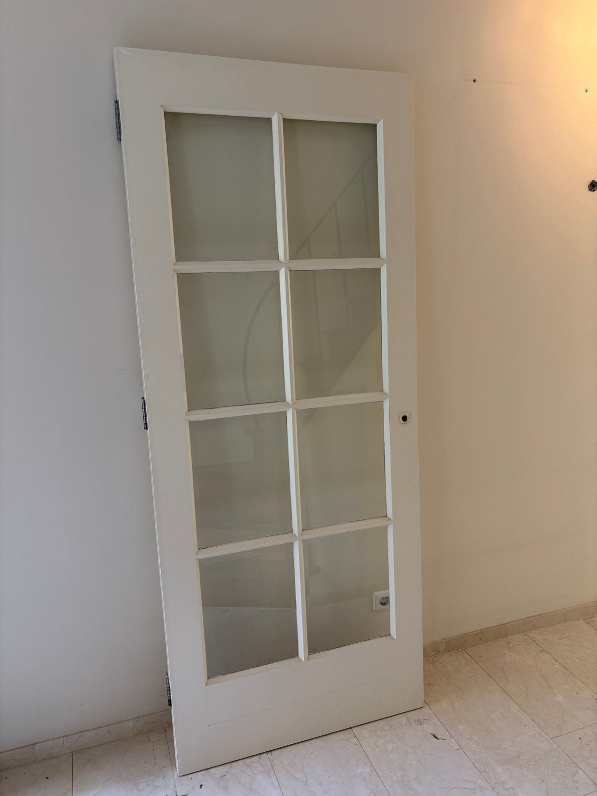 Houten binnendeur met glas, wit, 210x87 cm, Ophalen, Gebruikt, 80 tot 100 cm, Binnendeur