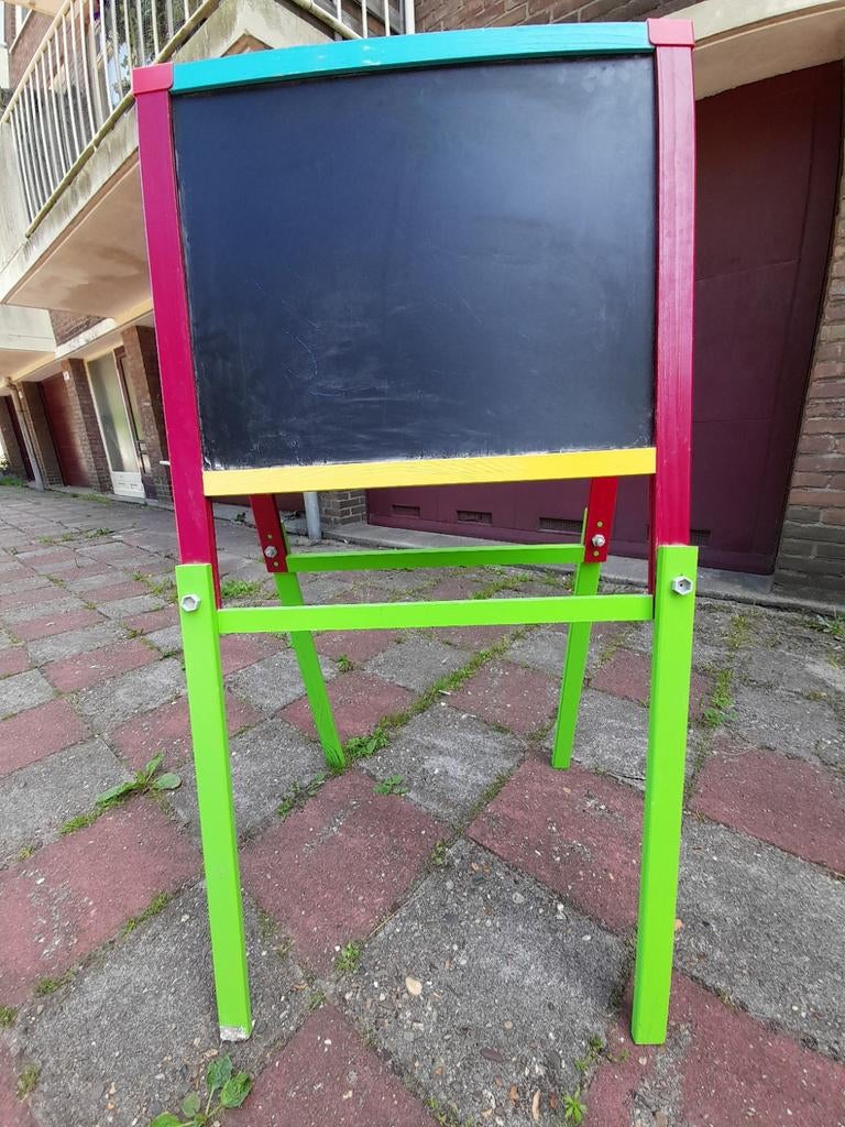 Tweezijdig: krijtbord /whiteboard op hoog statief, Ophalen, Zo goed als nieuw, Krijtbord