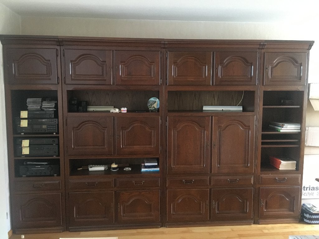 Vintage buffet/kamerkast, massief houten voorfront, Ophalen, Gebruikt, Met deur(en), 200 cm of meer