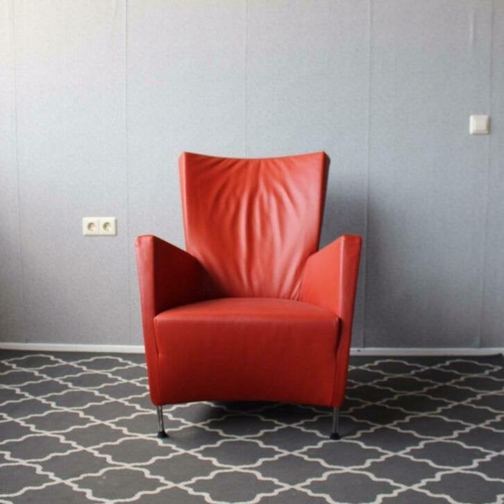 2 Zeer nette Montis Windy fauteuils Tomato / Oranje, Huis en Inrichting, Fauteuils, Niet ingevuld, Niet ingevuld, Leer, Ophalen of Verzenden