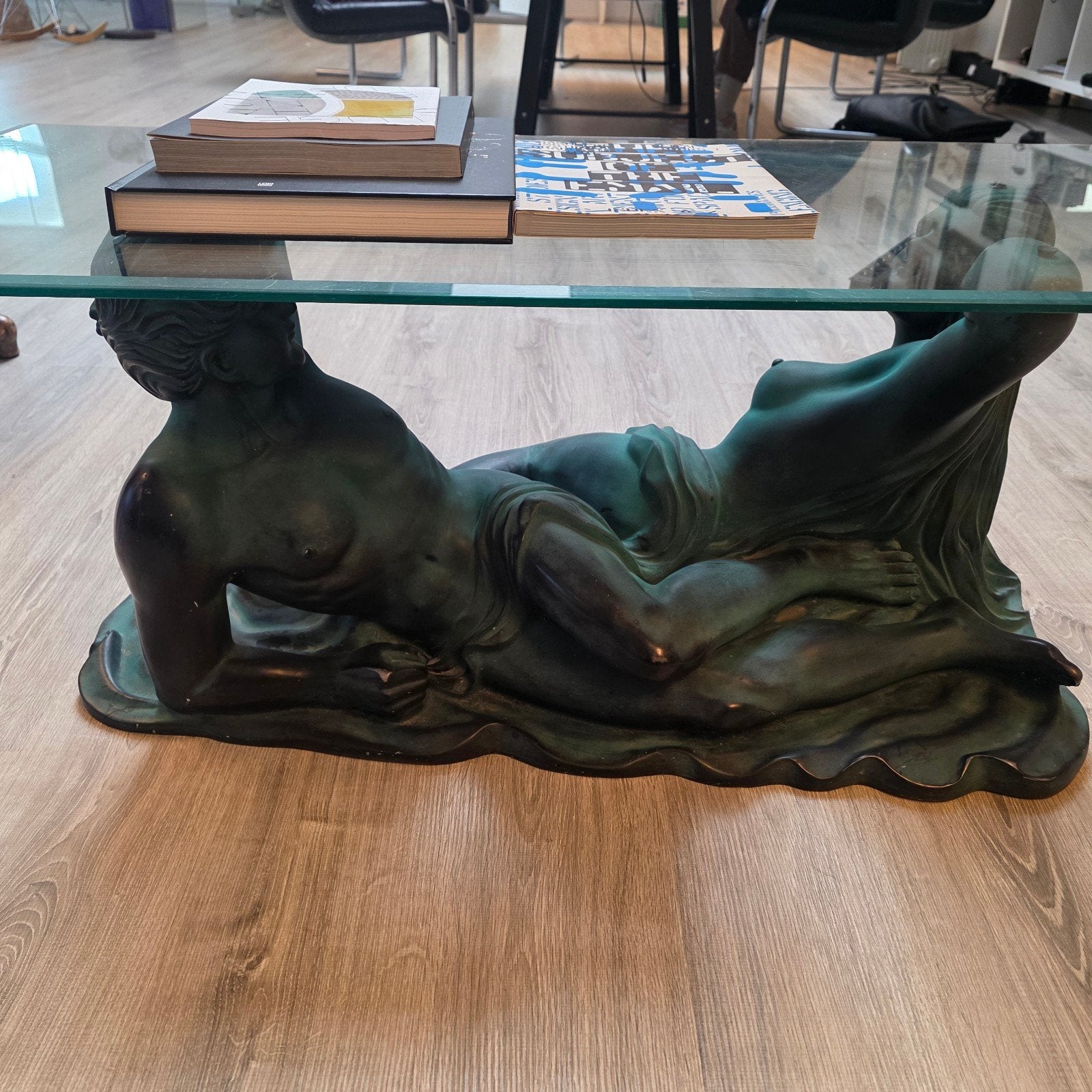 Vintage Hollywood Regency Salontafel - Sculptuur Man & Vrouw, Huis en Inrichting, Tafels | Salontafels, Gebruikt, 100 tot 150 cm