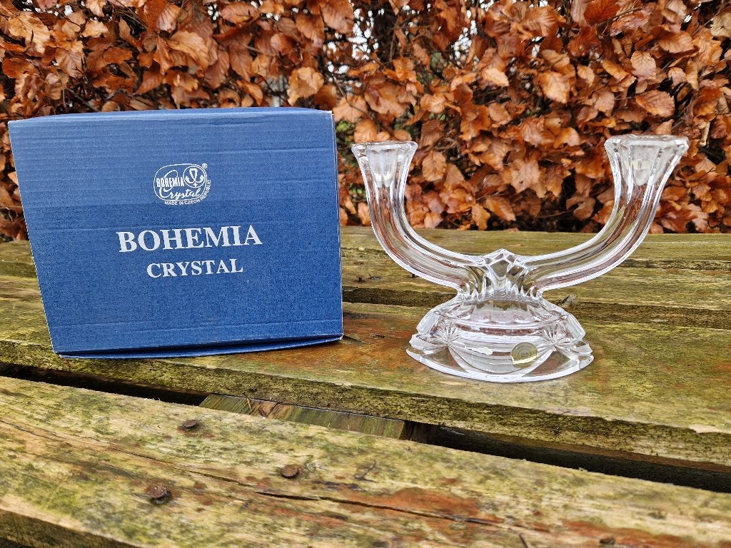 vintage bohemia kristallen kaarsen standaard, Ophalen of Verzenden