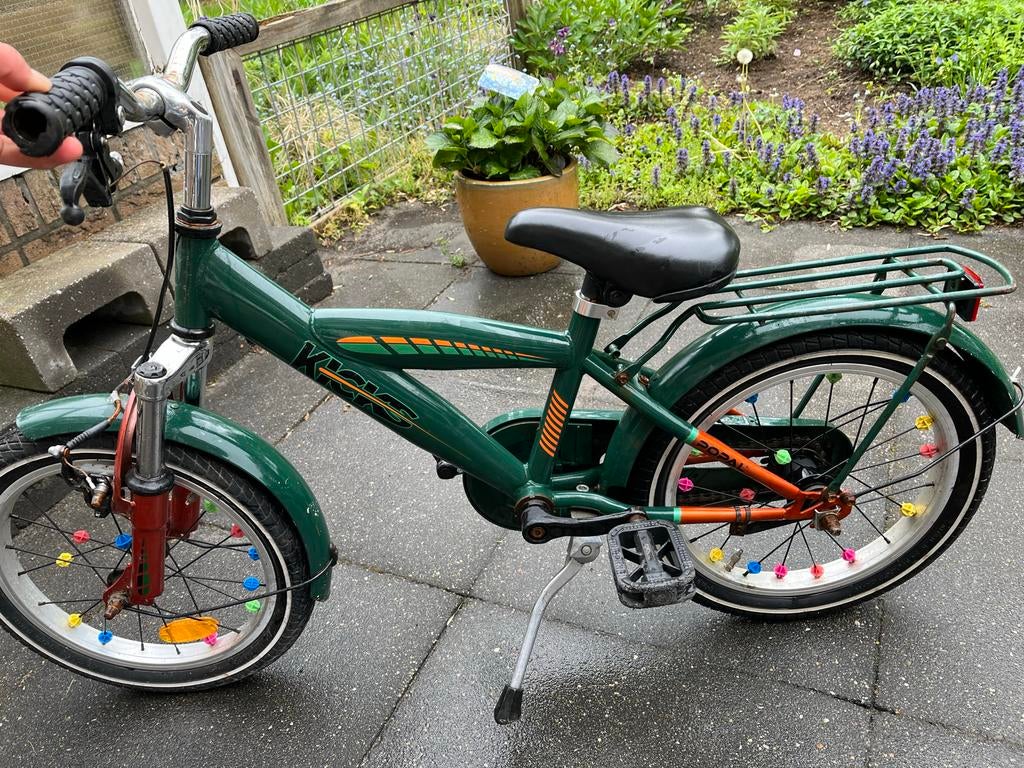 Kinderfiets 16 inch groen, Ophalen, Gebruikt, Terugtraprem, 16 tot 20 inch