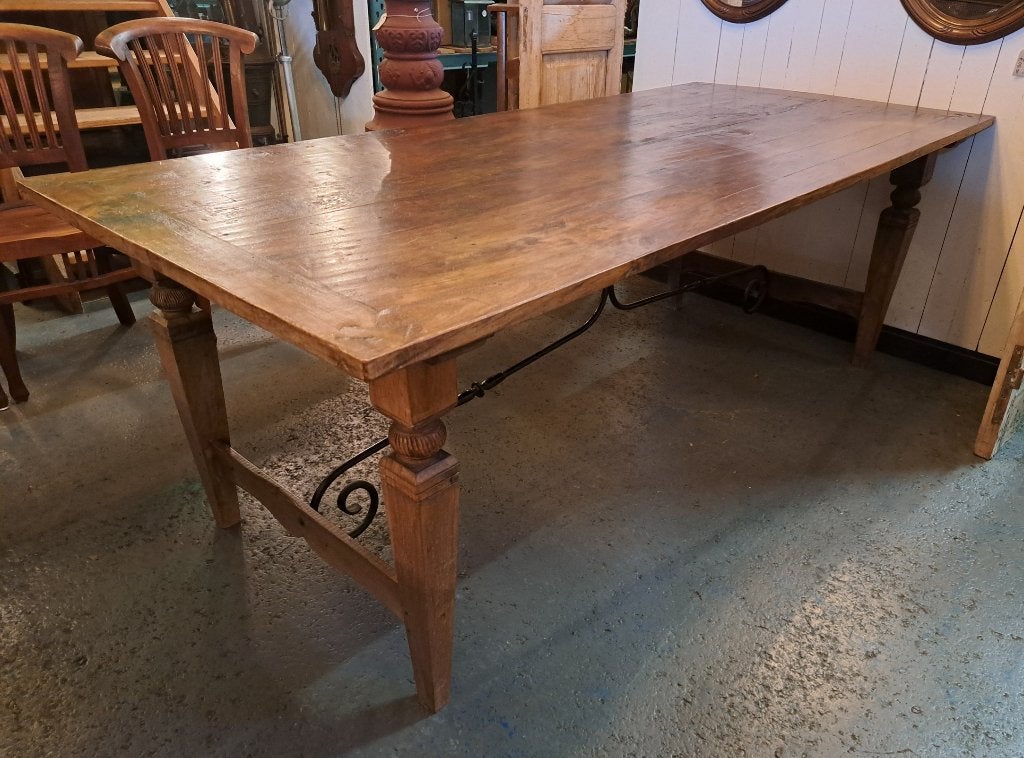 Mooie antieke vruchtenhouten Franse tafel 220 x 100 x 78 cm, Ophalen