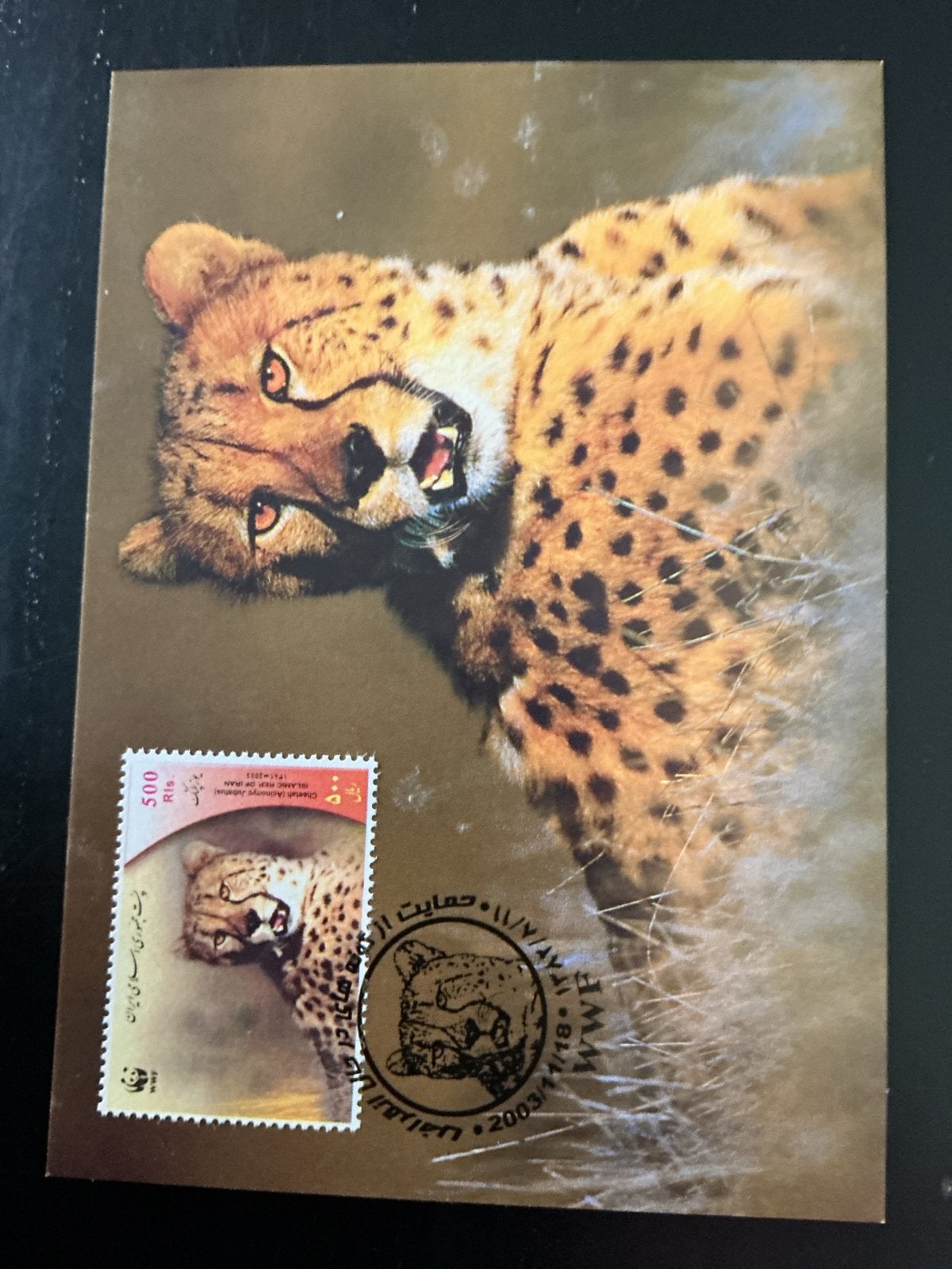 Set van 4 WWF Cheeta Ansichtkaarten met Postzegel, Ophalen of Verzenden, 1980 tot heden, Gelopen