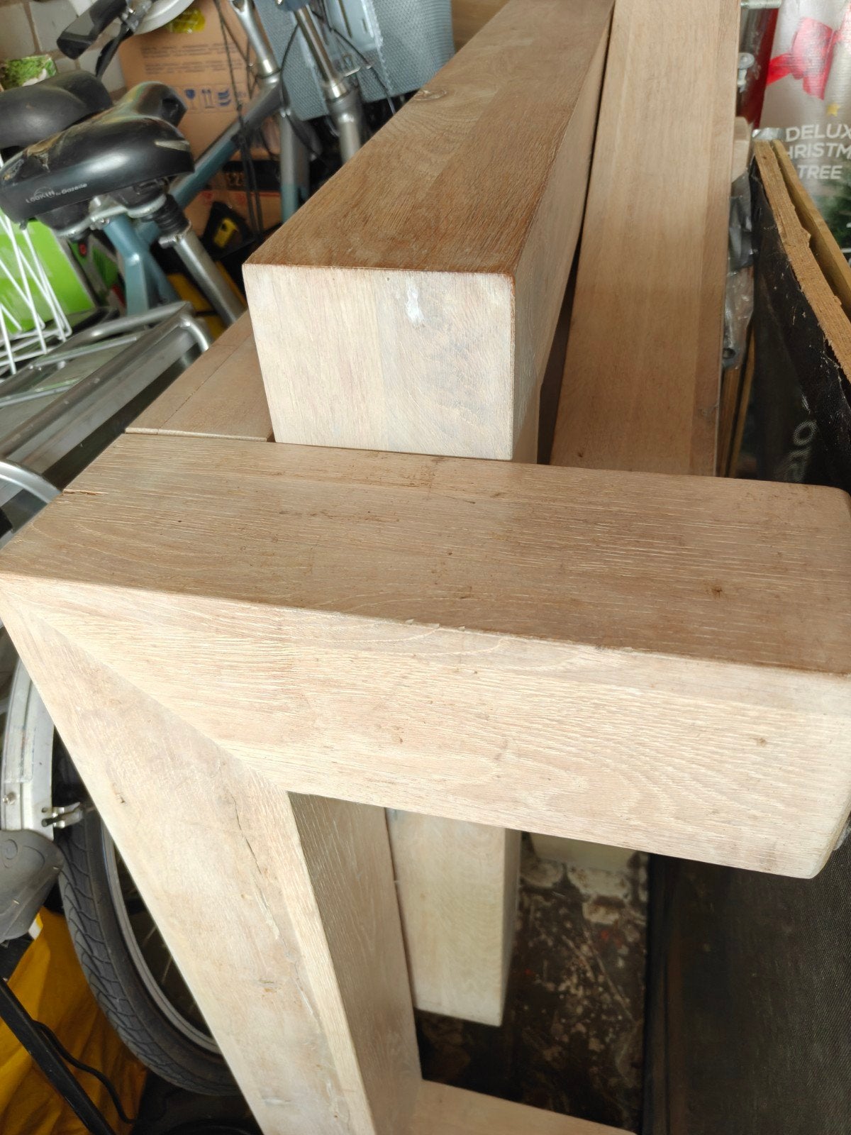 Eettafel en salontafel eiken whitewash, Huis en Inrichting, Complete inboedels, Ophalen
