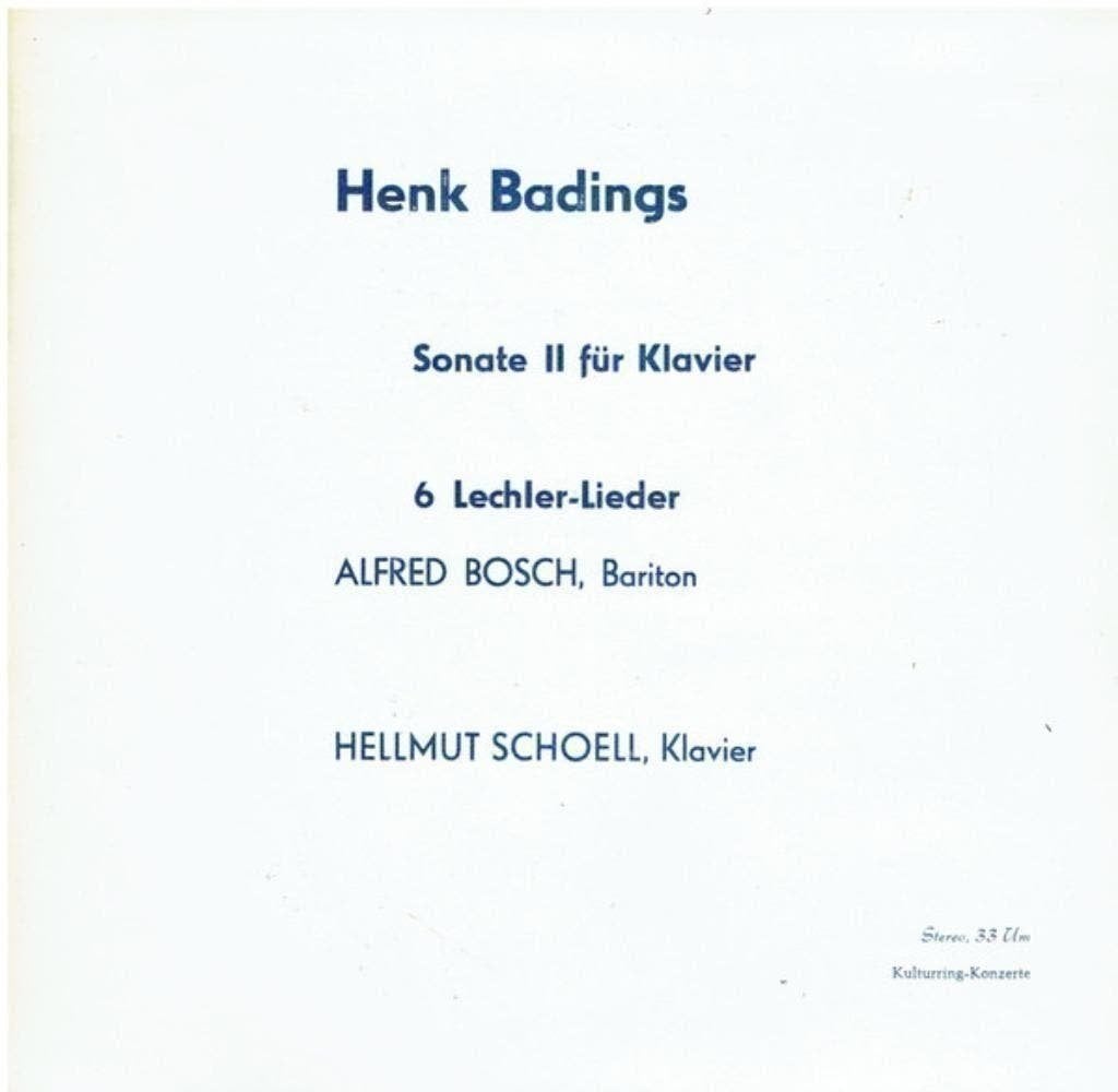 H Badings Hellmut Schoell Alfred Bosch Sonate II Fur Klavier, Cd's en Dvd's, Kamermuziek, Ophalen of Verzenden, Zo goed als nieuw