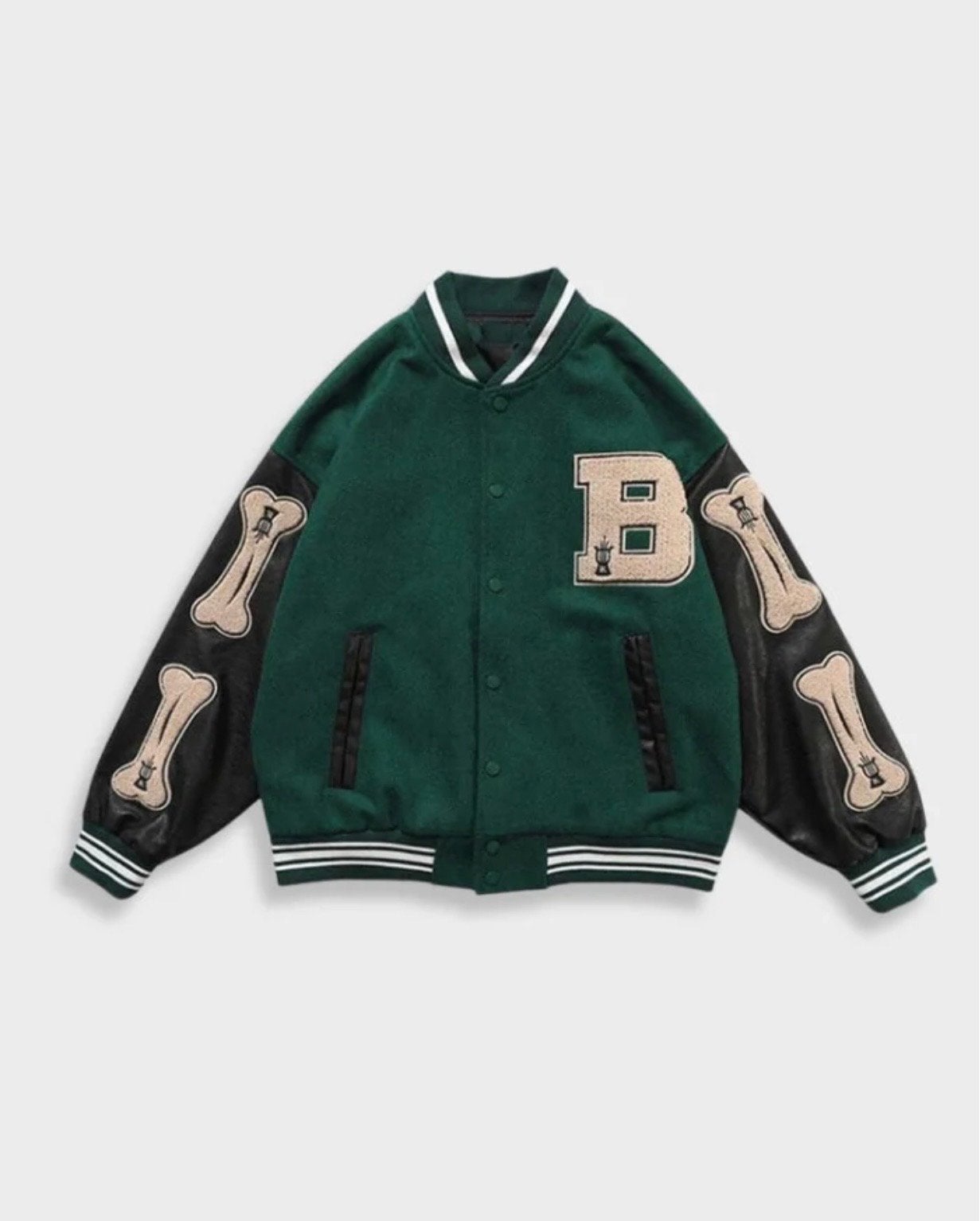 Aelfric Eden "Bone" Varsity Jacket Groen/Zwart Maat M, Ophalen, Zo goed als nieuw, Maat 48/50 (M), Groen