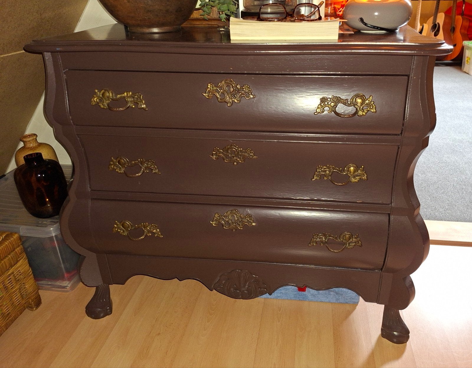 Buikkastje met Lades - Donkerbruin, Ophalen, Gebruikt, Met lade(s), 25 tot 50 cm