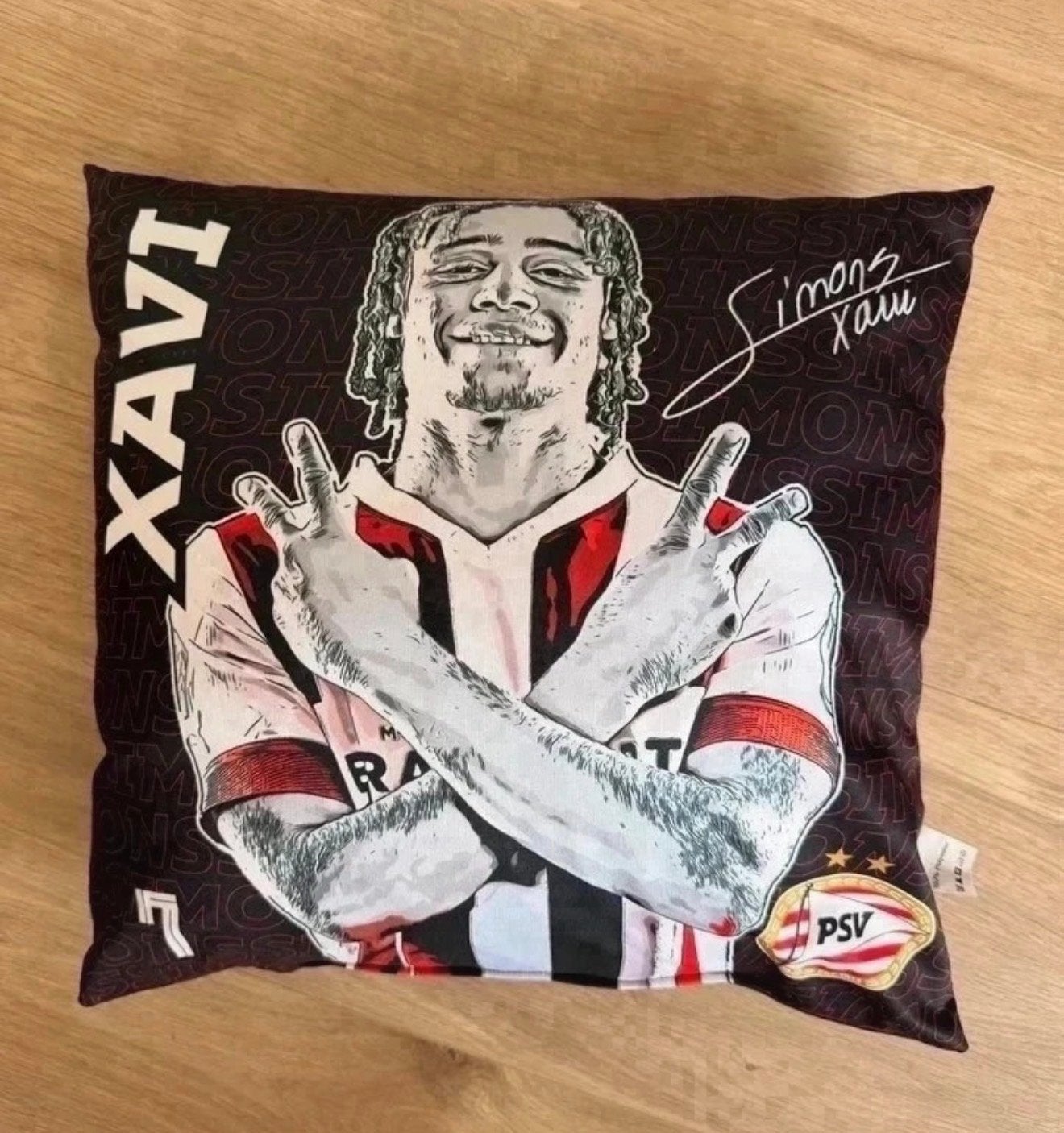 PSV Xavi Simons Sierkussen 40x40 cm, Overige merken, Gebruikt, Zwart, Met print